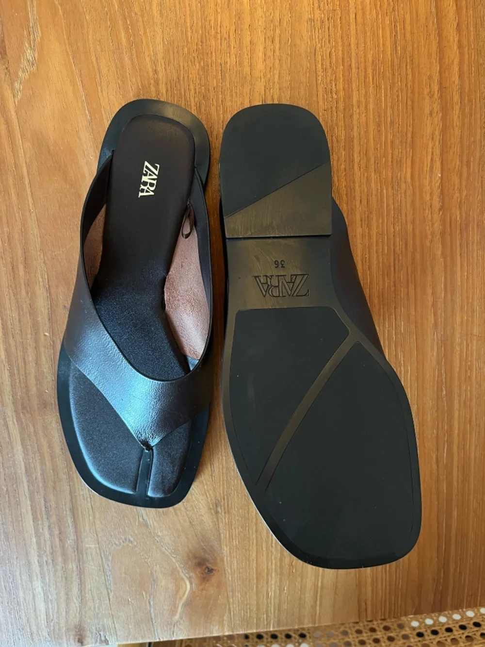 Zara Leather Sandals - Brown Size 36 - Picture 3 of 4